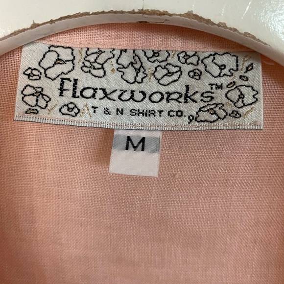 Vintage Peach Pink Linen Button-Up Women's Top - Picture 2 of 10